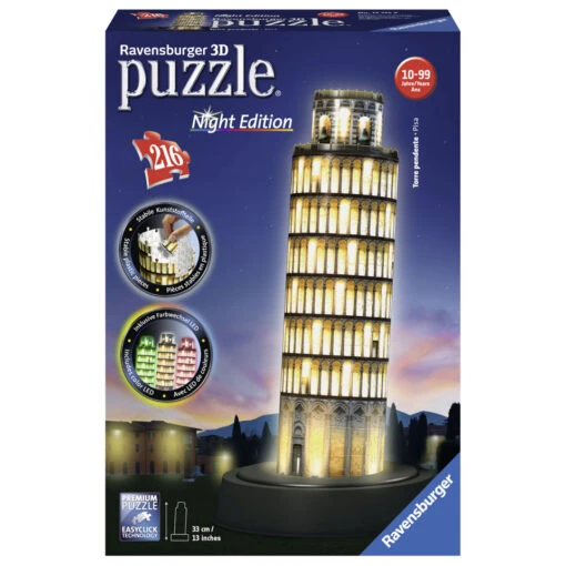 Ravensburger 3D-puzzel Toren Van Pisa Bij Nacht - 216 Stukjes -PuzzelPlek Verkoopwinkel 1507772