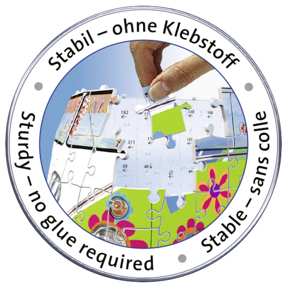 Ravensburger 3D-puzzel VW Bus Hippie Style - 162 Stukjes 3 Ravensburger 3D-puzzel VW Bus Hippie Style - 162 Stukjes - Afbeelding 3
