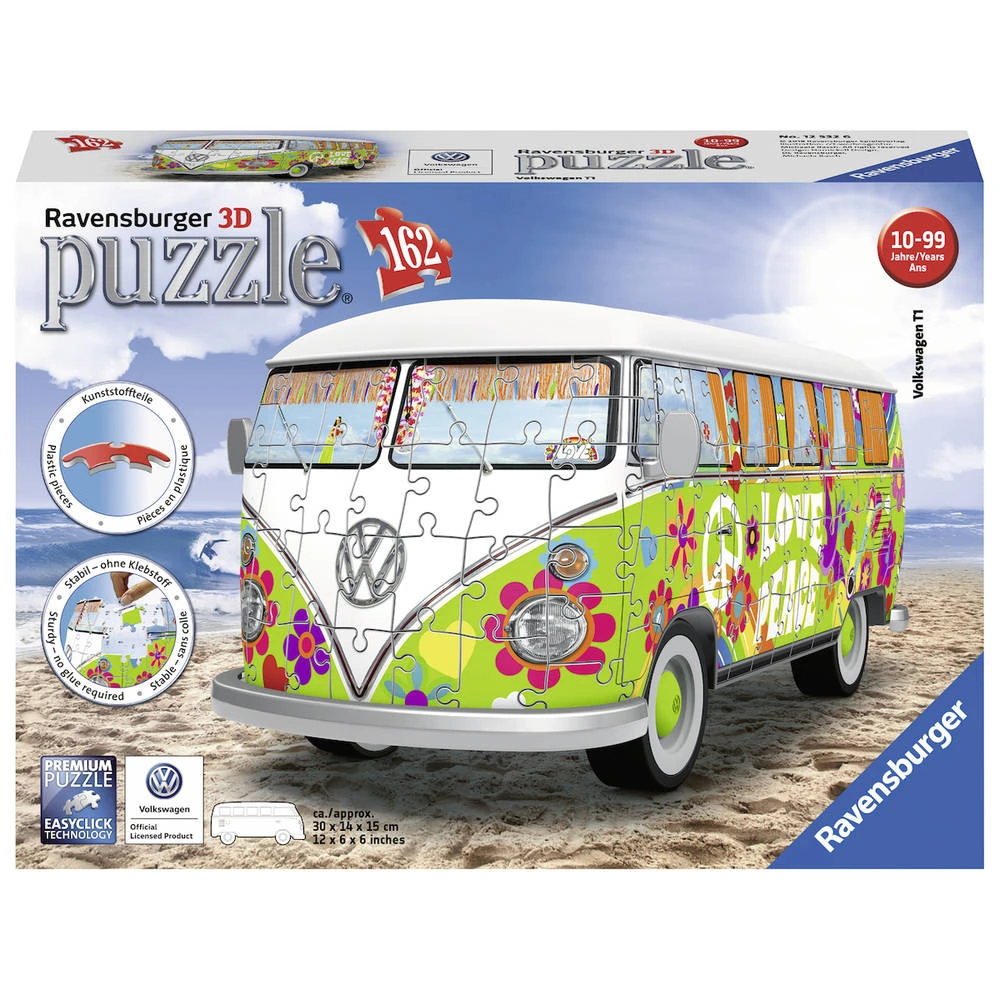 Ravensburger 3D-puzzel VW Bus Hippie Style - 162 Stukjes 1 Ravensburger 3D-puzzel VW Bus Hippie Style - 162 Stukjes