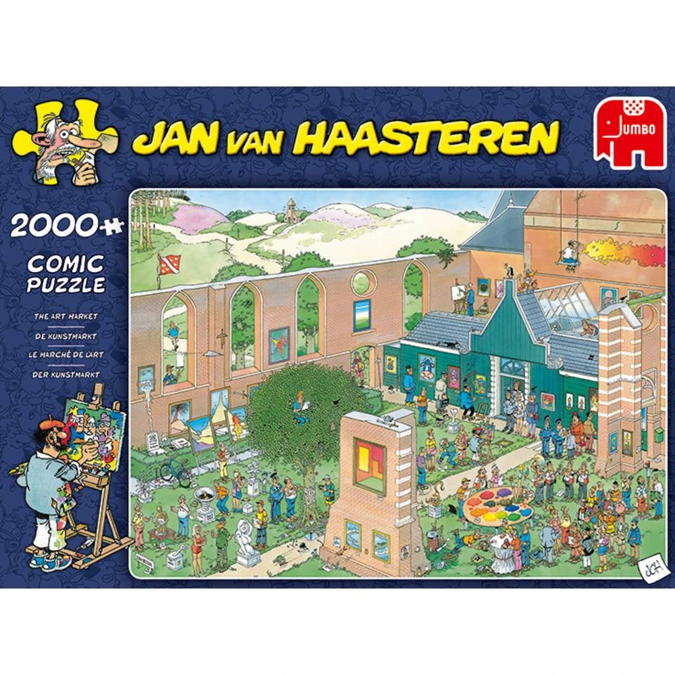 Jumbo Jan Van Haasteren Puzzel De Kunstmarkt - 2000 Stukjes 2 Jumbo Jan Van Haasteren Puzzel De Kunstmarkt - 2000 Stukjes - Afbeelding 2