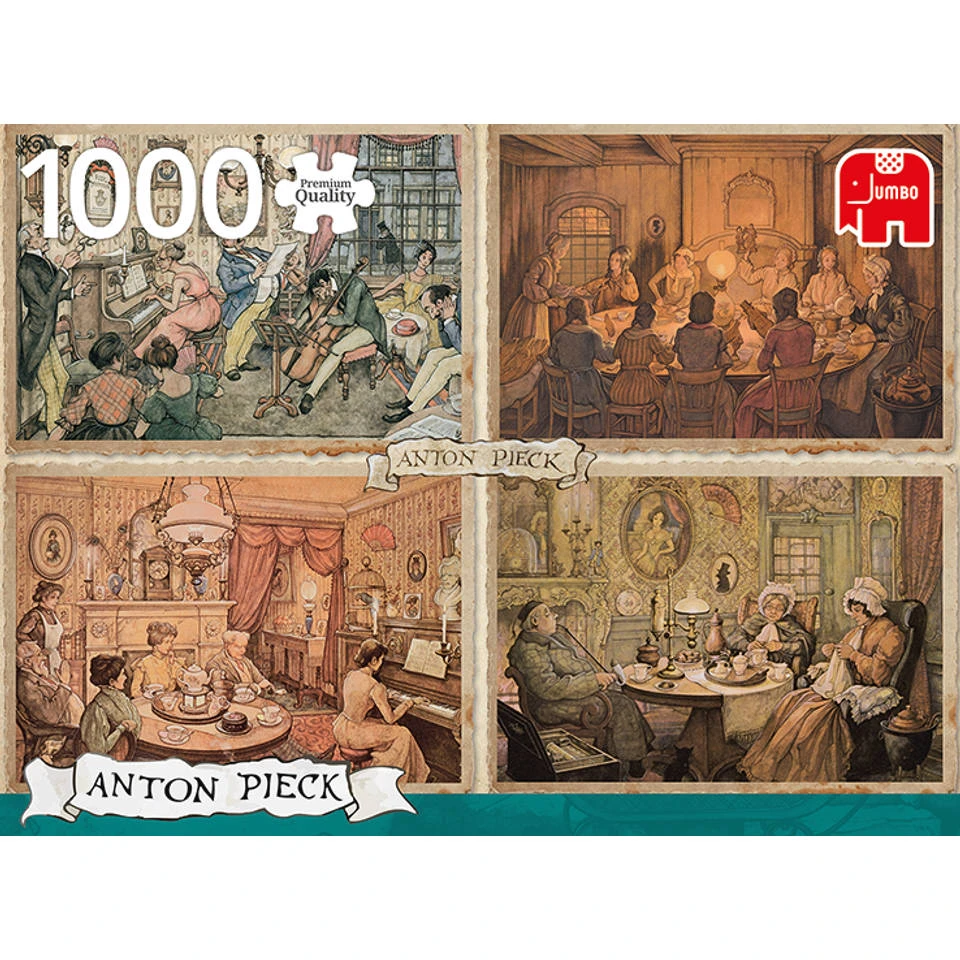 Jumbo Anton Pieck Puzzel Woonkamer Plezier - 1000 Stukjes 2 Jumbo Anton Pieck Puzzel Woonkamer Plezier - 1000 Stukjes - Afbeelding 2