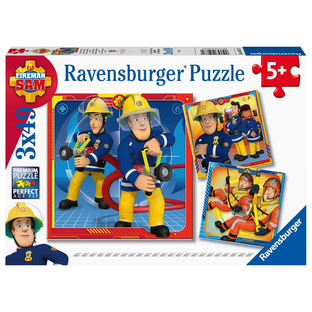 Ravensburger Brandweerman Sam Puzzelset Onze Held Sam - 3 X 49 Stukjes 1 Ravensburger Brandweerman Sam Puzzelset Onze Held Sam - 3 X 49 Stukjes