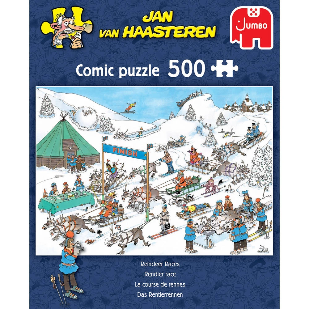 Jumbo Jan Van Haasteren Puzzel Rendier Races - 500 Stukjes 2 Jumbo Jan Van Haasteren Puzzel Rendier Races - 500 Stukjes - Afbeelding 2