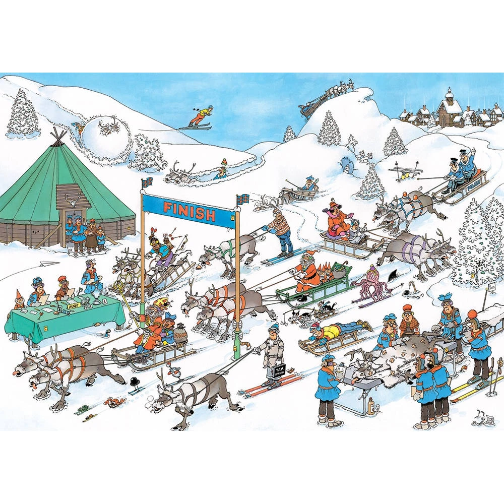 Jumbo Jan Van Haasteren Puzzel Rendier Races - 500 Stukjes 3 Jumbo Jan Van Haasteren Puzzel Rendier Races - 500 Stukjes - Afbeelding 3