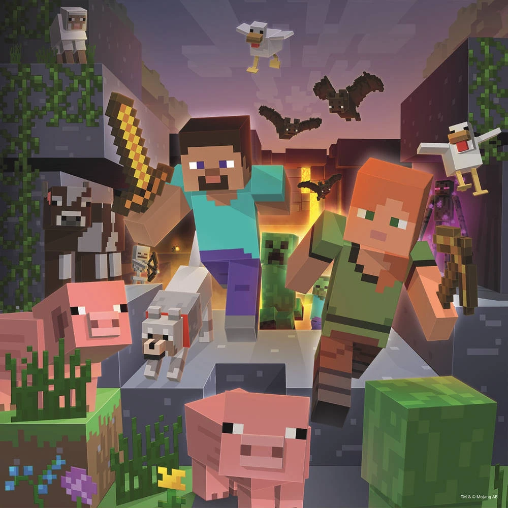 Ravensburger Puzzel Minecraft Biomes - 3 X 49 Stukjes 3 Ravensburger Puzzel Minecraft Biomes - 3 X 49 Stukjes - Afbeelding 3