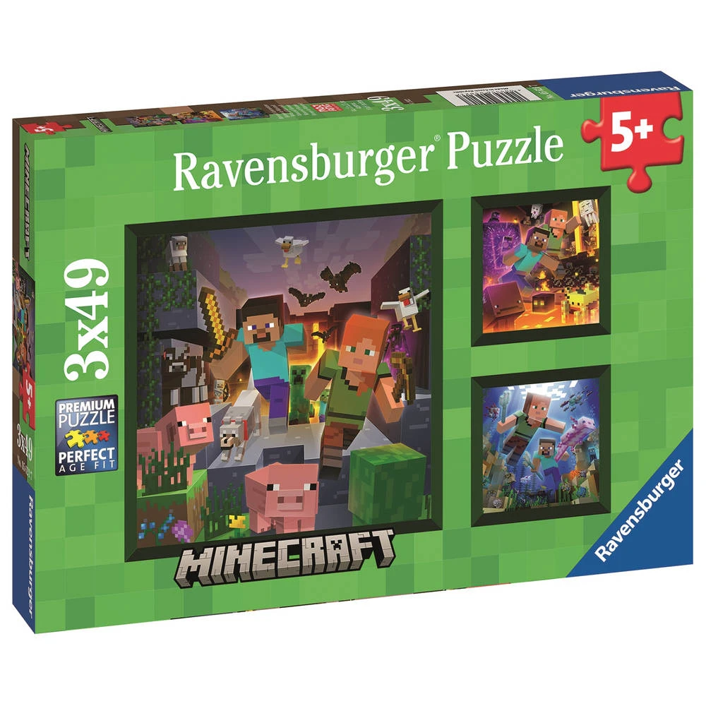 Ravensburger Puzzel Minecraft Biomes - 3 X 49 Stukjes 2 Ravensburger Puzzel Minecraft Biomes - 3 X 49 Stukjes - Afbeelding 2