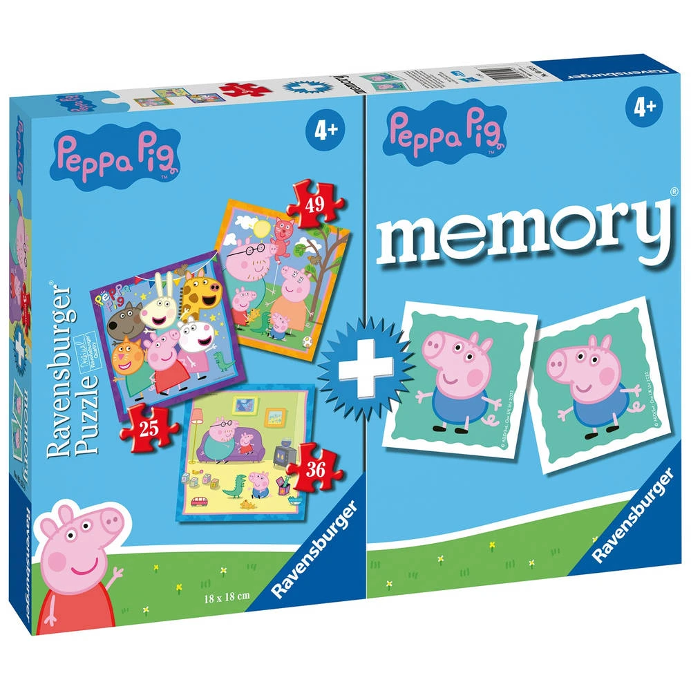 Ravensburger Peppa Pig 3-in-1 Puzzel Met Memory - 25/36/49 Stukjes 1 Ravensburger Peppa Pig 3-in-1 Puzzel Met Memory - 25/36/49 Stukjes