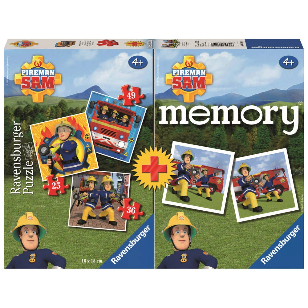 Ravensburger Brandweerman Sam 3-in-1 Puzzel Met Memory - 25/36/49 Stukjes 1 Ravensburger Brandweerman Sam 3-in-1 Puzzel Met Memory - 25/36/49 Stukjes