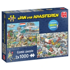 Jumbo Jan Van Haasteren Puzzelset Verkeerschaos & Ter Land, Ter Zee En In De Lucht - 2 X 1000 Stukjes