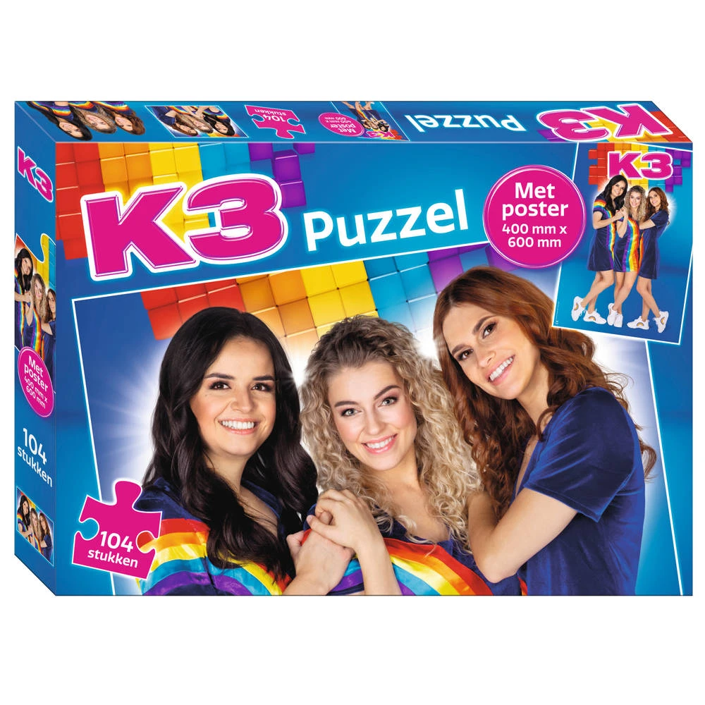 Studio 100 K3 Puzzel Met Poster - 104 Stukjes 1 Studio 100 K3 Puzzel Met Poster - 104 Stukjes